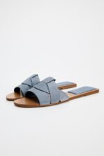 صندل چرمی فلت زارا FLAT LEATHER SLIDER SANDALS