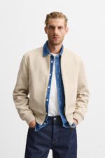 کاپشن مردانه زارا FAUX SUEDE BOMBER JACKET