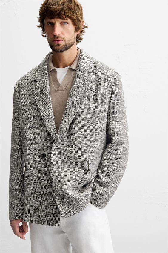 کت مردانه زارا TEXTURED DOUBLE-BREASTED BLAZER