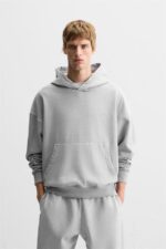 هودی مردانه زارا WASHED BOXY FIT HOODIE