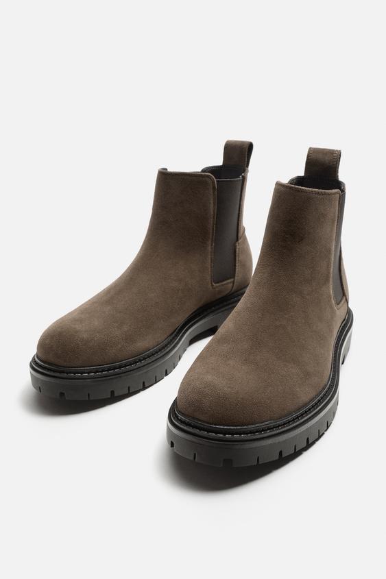 نیمبوت چرم مردانه زارا leather chelsea boots