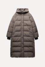 پافر بلند زنانه زارا LONG HOODED PUFFER JACKET