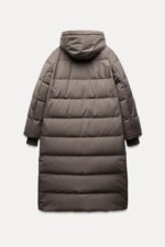 پافر بلند زنانه زارا LONG HOODED PUFFER JACKET