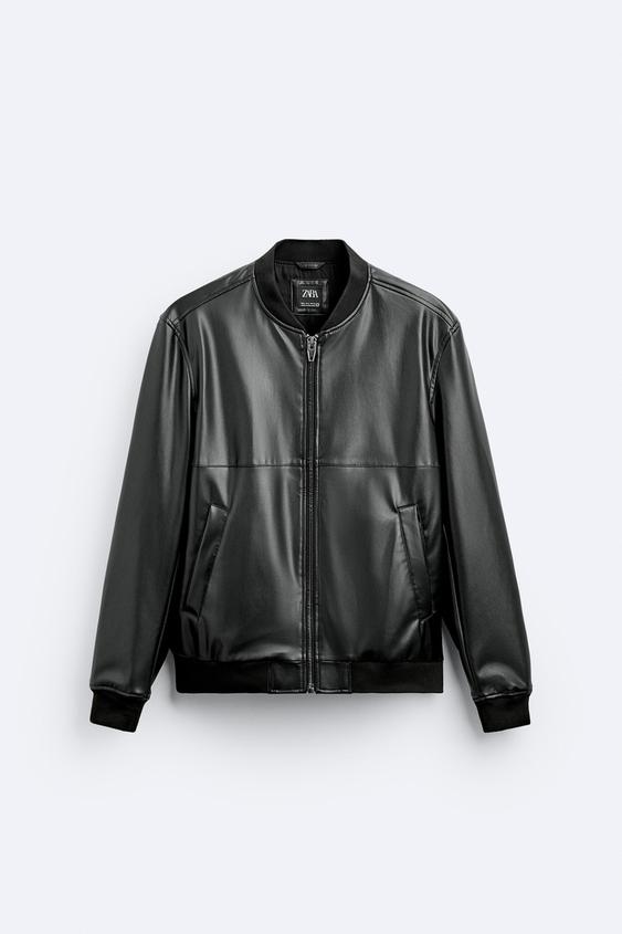 کت چرم مردانه زارا LEATHER EFFECT BOMBER JACKET