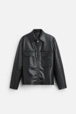 کت چرم مردانه زارا LEATHER EFFECT OVERSHIRT