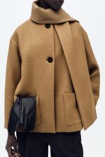 پالتو کوتاه زنانه زارا WOOL COAT WITH SCARF