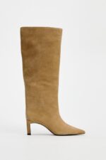 بوت بلند زنانه زارا SPLIT SUEDE HEELED BOOTS