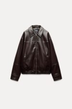 کاپشن چرم زنانه زارا FAUX LEATHER BOMBER JACKET