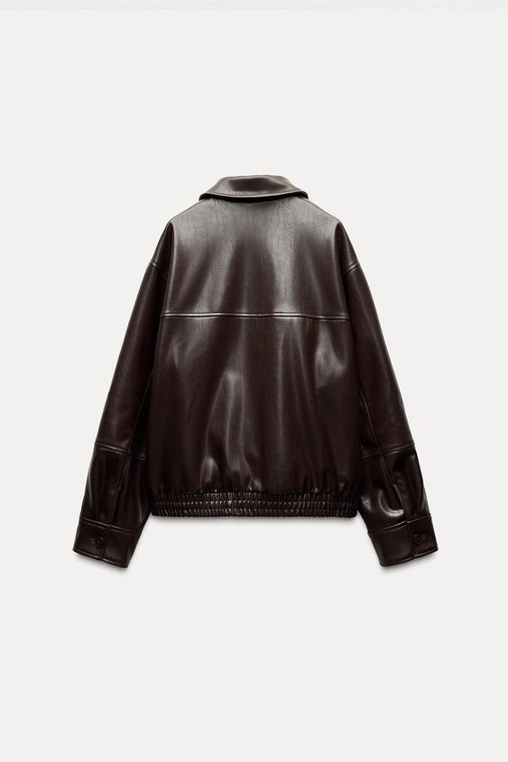 کاپشن چرم زنانه زارا FAUX LEATHER BOMBER JACKET