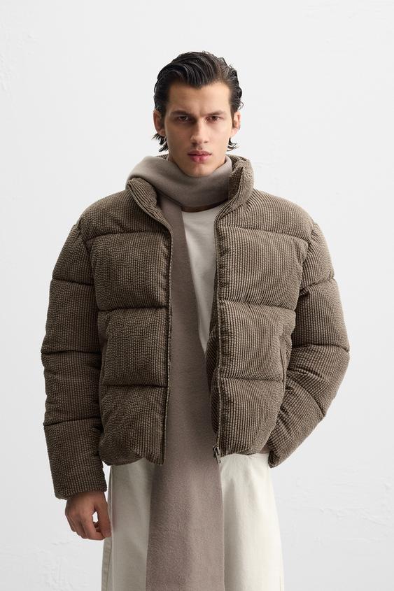 کاپشن مردانه زارا CORDUROY PUFFER JACKET