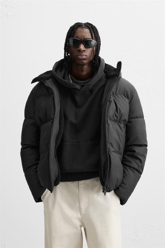 کاپشن پافر مردانه زارا RUBBERISED PUFFER JACKET