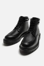 نیمبوت مردانه زارا LACE-UP LEATHER BOOTS