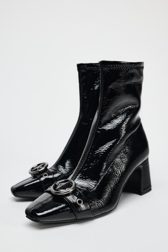 نیمبوت چرم زنانه زارا PATENT EFFECT ANKLE BOOTS