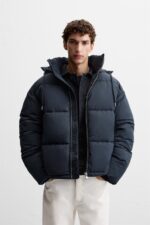 کاپشن پافر مردانه زارا HOODED PUFFER JACKET