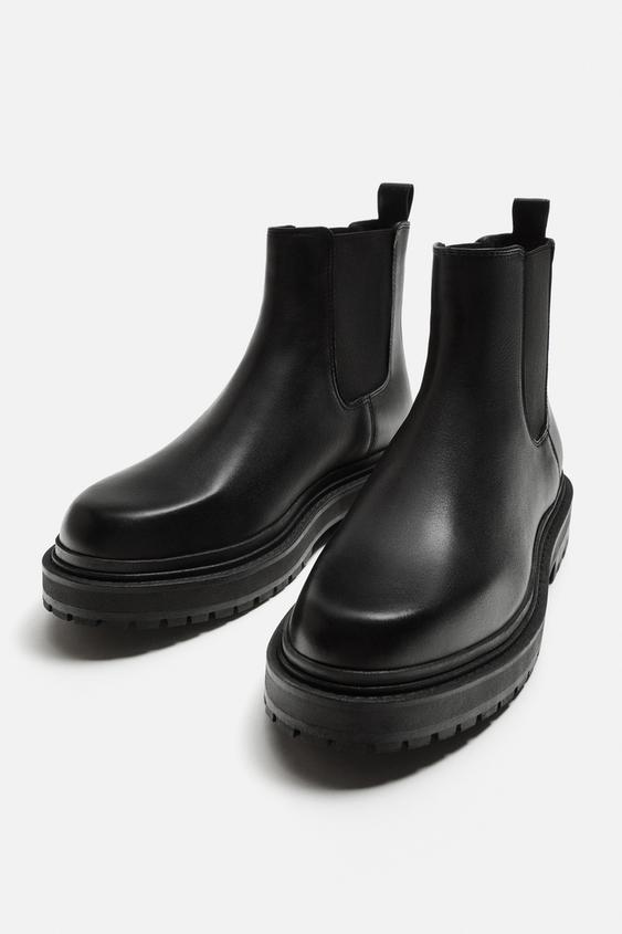 نیمبوت مردانه زارا CHUNKY LEATHER CHELSEA BOOTS