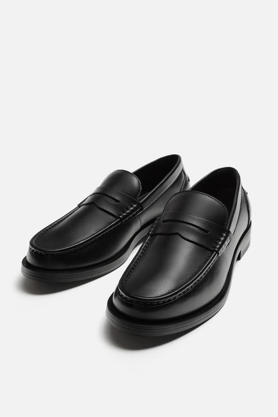 کفش رسمی مردانه زارا leather penny loafers