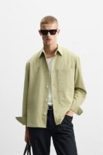 پیراهن ساده مردانه زارا TEXTURED RELAXED FIT SHIRT