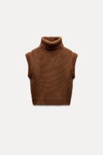 تاپ بافت زنانه زارا HIGH NECK SLEEVELESS KNIT JUMPER