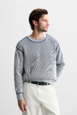 پلیور مردانه زارا CONTRASTING RIBBED SWEATER