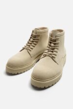 نیمبوت جیر مردانه زارا LEATHER LACE-UP BOOTS