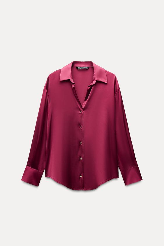 شومیز ساتن زنانه زارا BASIC SATIN SHIRT