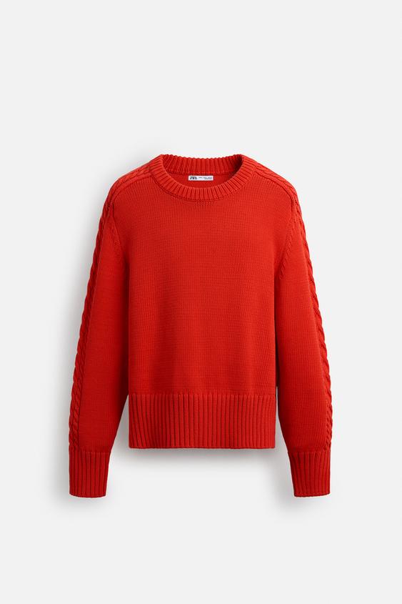 پلیور مردانه زارا CABLE-KNIT SWEATER