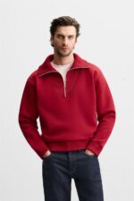 پلیور یقه دار مردانه زارا QUARTER-ZIP HOODIE