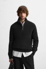 پلیور مردانه زارا ZIP HIGH NECK SWEATER