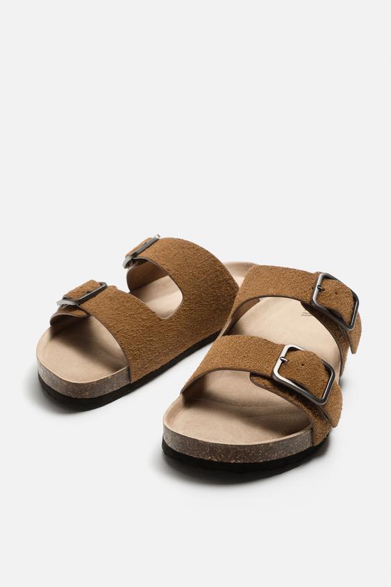 صندل جیر مردانه زارا double buckle leather sandals