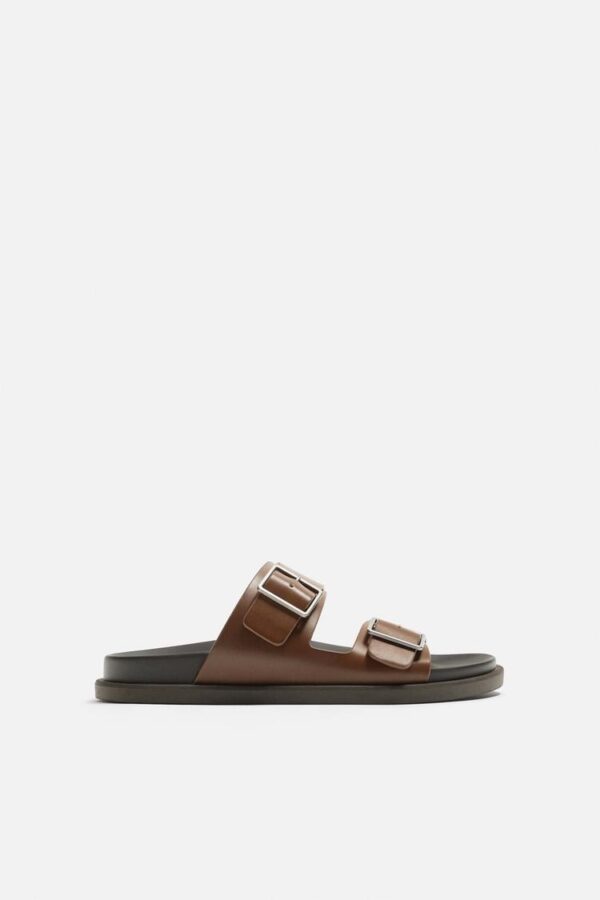 صندل چرم مردانه زارا DOUBLE-STRAP SANDALS