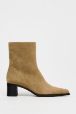 نیمبوت پاشنه دار زنانه زارا MID-CALF SPLIT SUEDE ANKLE BOOTS