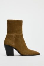 نیمبوت پاشنه دار زنانه زارا SPLIT SUEDE ANKLE BOOTS