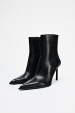 نیمبوت پاشنه بلند زنانه زارا LEATHER STILETTO-HEEL ANKLE BOOTS