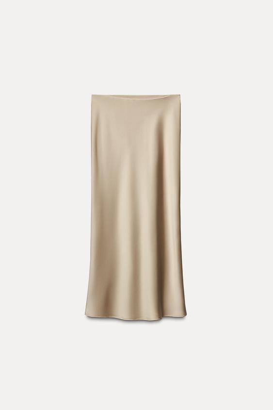 دامن ساتن زنانه زارا SATIN MIDI SKIRT