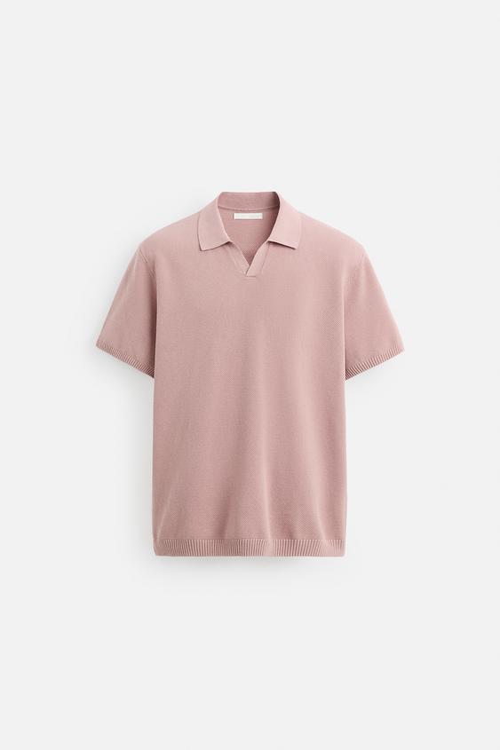 پولوشرت مردانه زارا TEXTURED KNIT POLO SHIRT