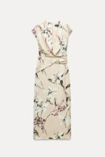 لباس میدی زنانه زارا FLORAL PRINT SATIN MIDI DRESS