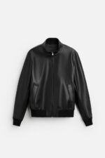 کاپشن چرم مردانه زارا LEATHER-EFFECT BOMBER JACKET