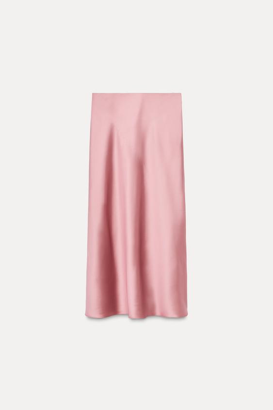 دامن میدی ساتن زنانه زارا SATIN MIDI SKIRT