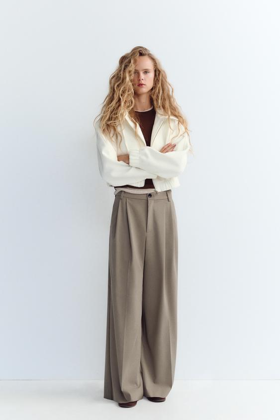 شلوار زنانه زارا DOUBLE PLEAT TROUSERS