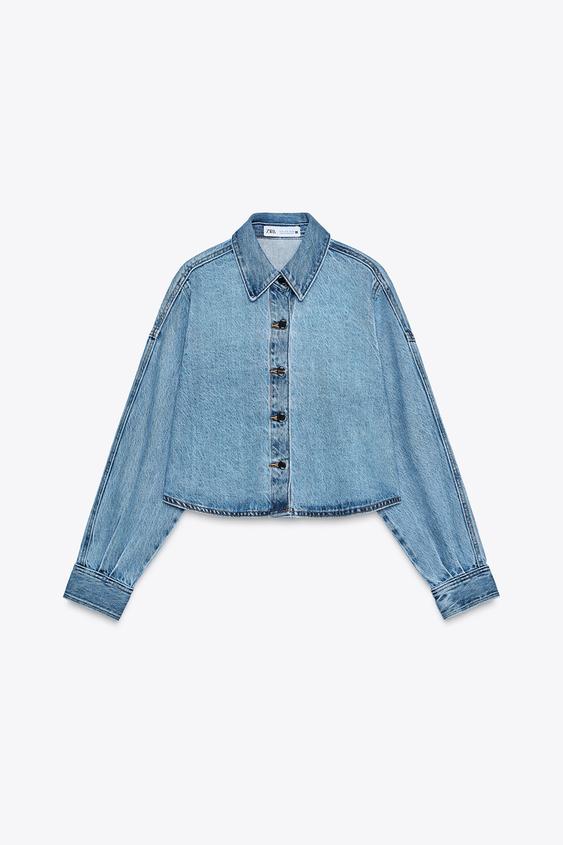 پیراهن جین زنانه زارا CROPPED OVERSIZE DENIM SHIRT