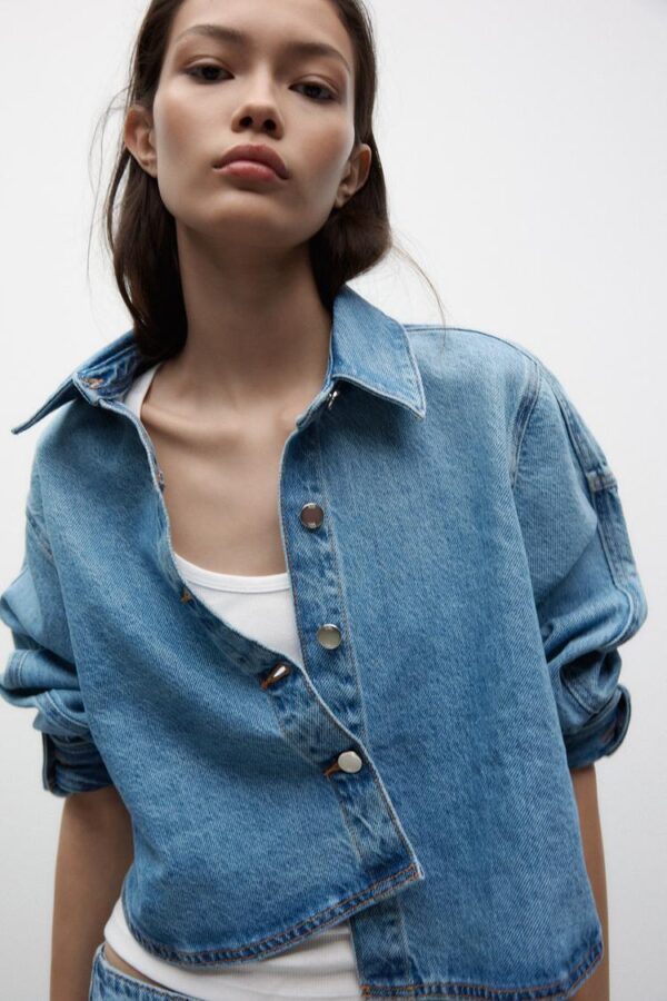 پیراهن جین زنانه زارا CROPPED OVERSIZE DENIM SHIRT