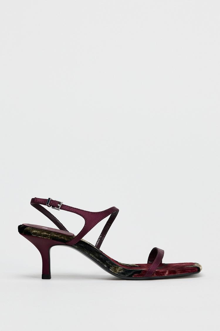 صندل پاشنه بلند زنانه زارا velvet print heeled sandals