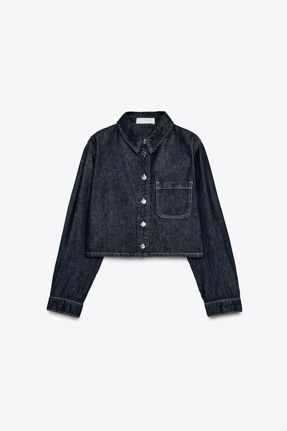 پیراهن جین زنانه زارا CROPPED DENIM SHIRT