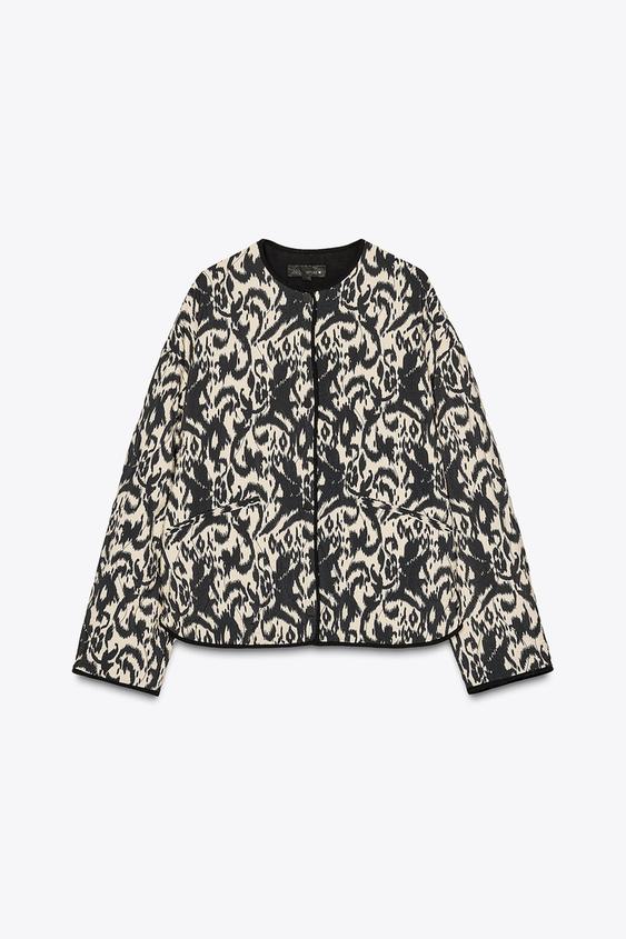 پافر طرحدار زنانه زارا SNAKESKIN PRINT PUFFER JACKET