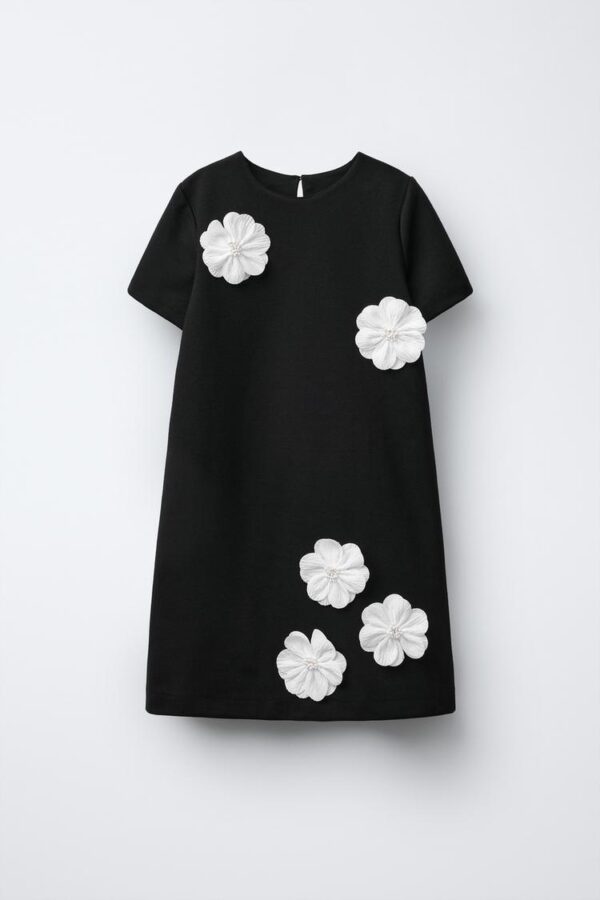 لباس دخترانه زارا DRESS WITH CONTRASTING FLOWERS