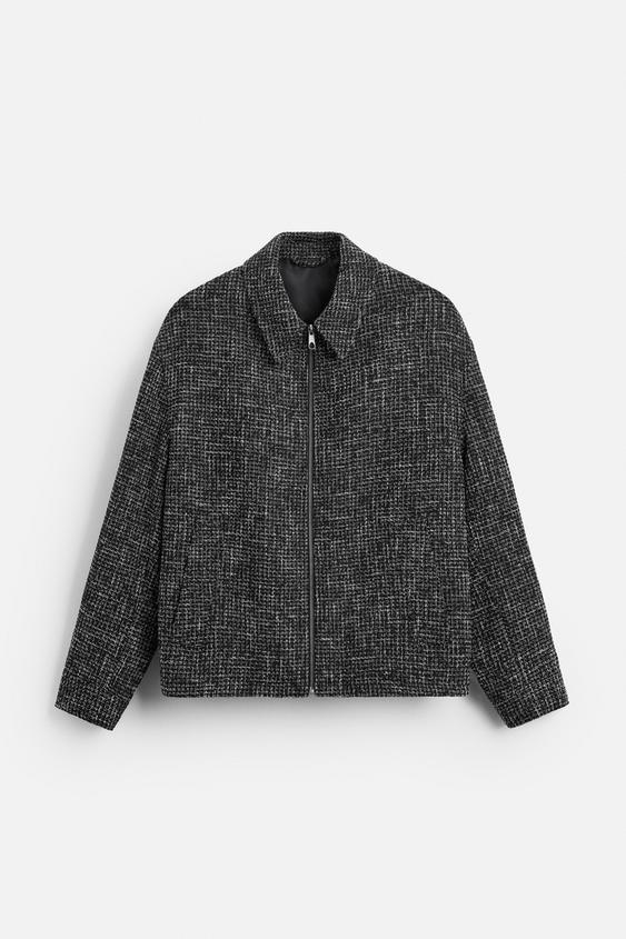 اورشرت ضخیم مردانه زارا TEXTURED ZIP-UP OVERSHIRT