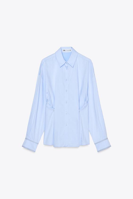 پیراهن زنانه زارا WAIST-BUTTON OXFORD SHIRT