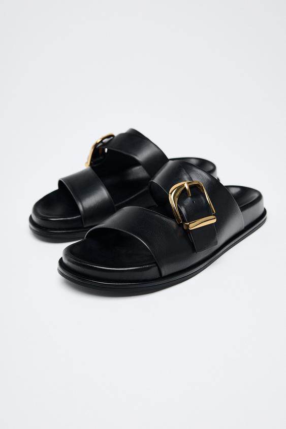 صندل زنانه زارا buckled flat sandals