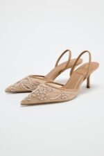 کفش پاشنه بلند زنانه زارا SLINGBACK SHOES WITH EMBROIDERED MESH
