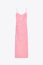 لباس بلند زنانه زارا MIDI DRESS WITH GATHERING